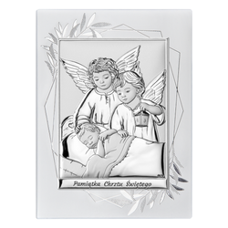 Obrazek srebrny Aniołki nad dzieckiem z latarenką DS09FO