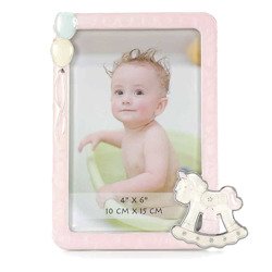 Ramka dziecięca z masy perłowej - różowa, konik, balony 473-3327